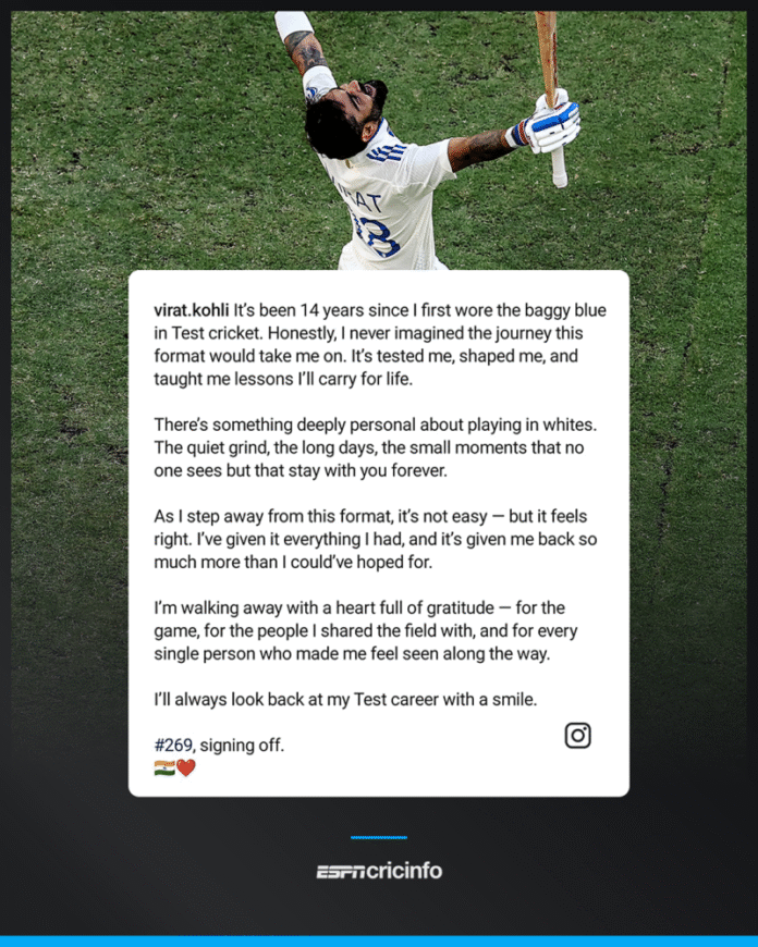 Virat Kohli Announces Retirement from Test Cricket A Glorious End to an Era